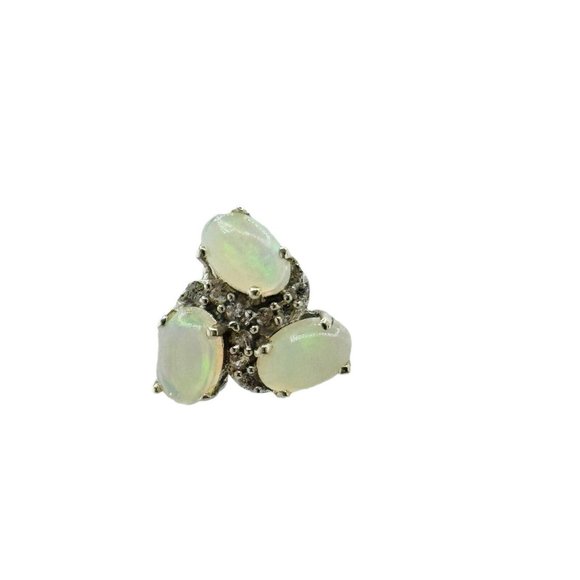 NWT Chuck Clemency Sterling Silver 3 Opal Clear Topaz Stud Earrings Designer - Picture 2 of 11